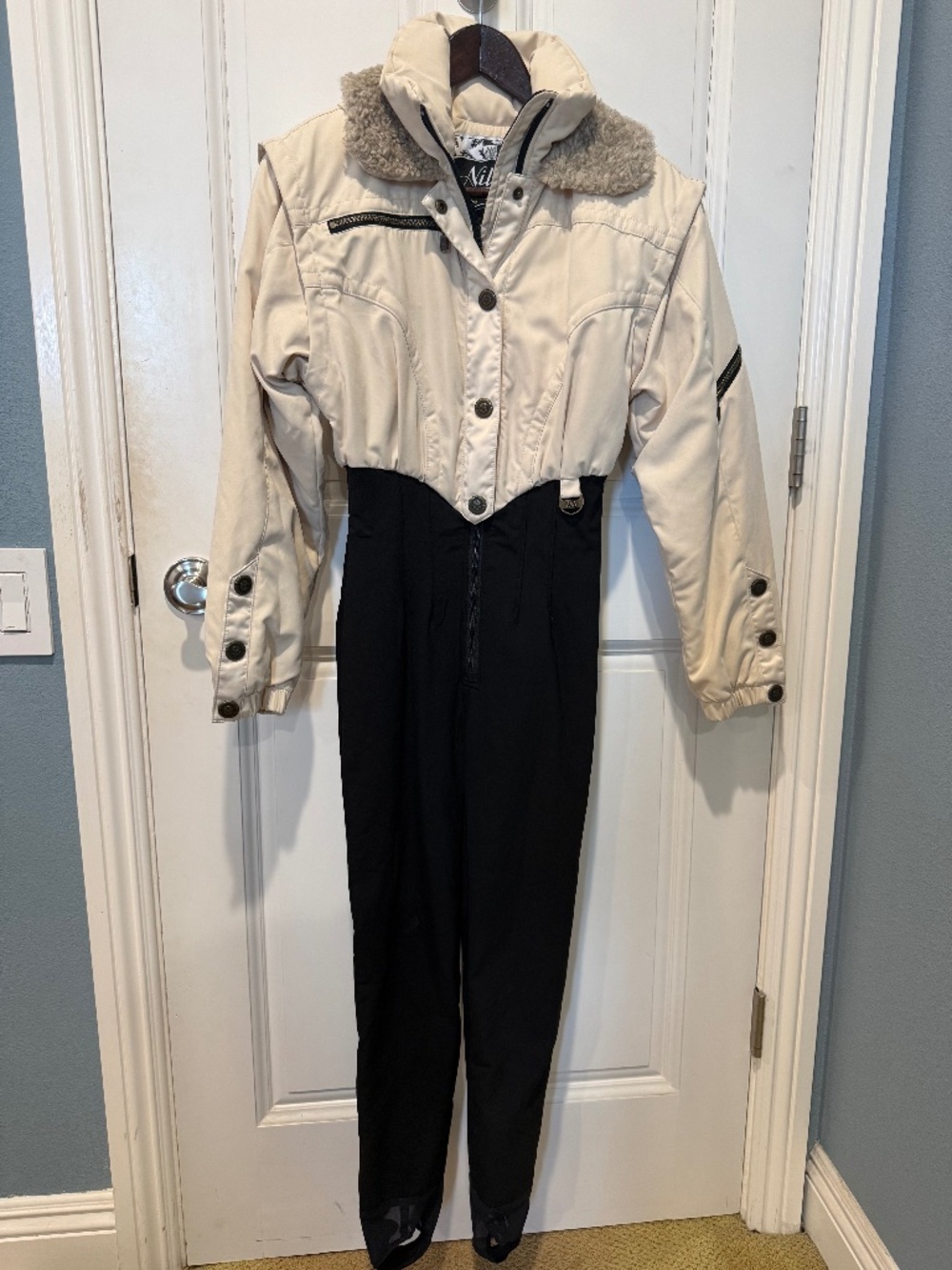 Women’s Vintage NILS 1-Piece Ski Suit 90s Schoeller Stretch Jumpsuit Sz 4P